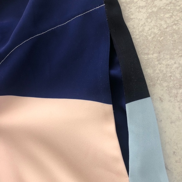 🌼 Ivy Moda Blue & Pink Color Block Minimalist A-Line Sleeveless Pocket Dress S - Picture 5 of 8